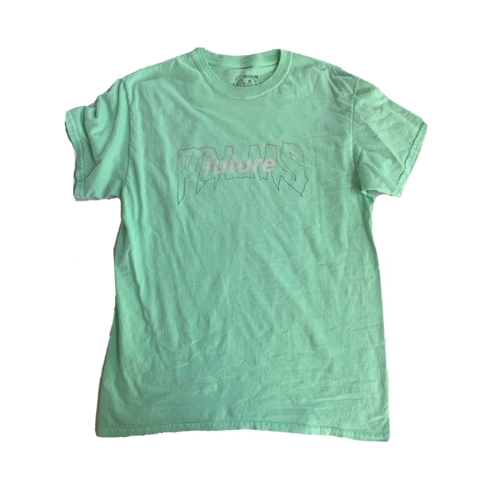 Future Palms T- Shirt Men's Medium Green Graphic Tee Crew Neck‎
